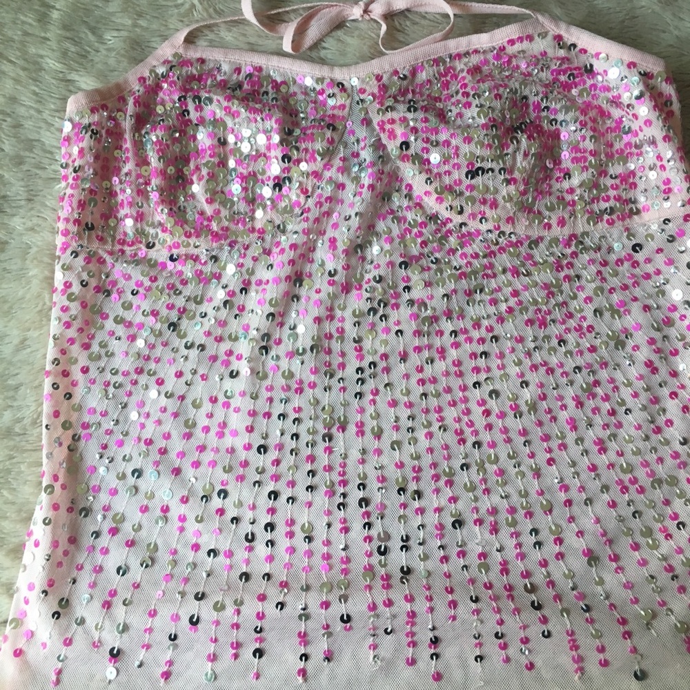 Moda International Size Large Pink Sequin Top